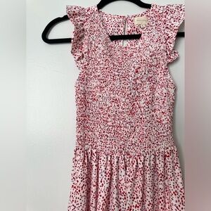 Melloday polkadot smocked ruffle sleeve maxi dress